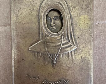 Vintage 1915 Coca Cola Bottle Opener. Cigar cutter. Trans-Pan Exposition San Francisco. Nun. Topless. Brass. Risqué. Catholic. Silly. Rare.