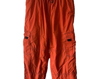 VTG OTB One Tough Brand Kids Reversible Snow Pants Boys Medium M Orange Cargo