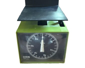 Vintage EKS Kitchen Scale Avocado Green 6 lb Plastic Analog Made in Sweden MCM