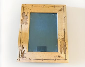 Amerigo Laser Cut Frame Southwestern Cowboy Cactus Native American Chief 5"x7"