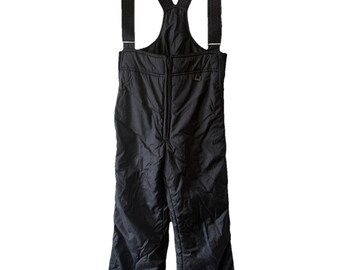 Vintage SKI-E Boys Ski Pants Size 12 J Eclipse Black Nylon Insulated Bibs