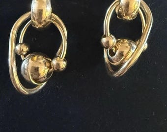 Vintage 90’s Avon Bold Caged Hoop Hypoallergenic Nickel-free Earrings Gold Tone