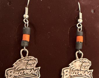 Vintage Oregon State Beavers Dangle Earrings OSU Angry Beaver Logo NCAA Licensed