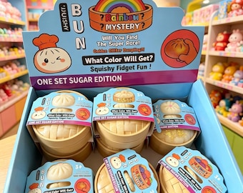 Caja sorpresa misteriosa de bollito blando, lindo juguete antiestrés con forma de empanadilla al vapor para niños.