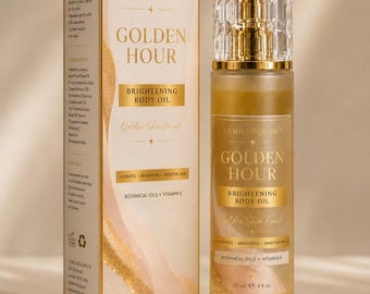 LUMILUXGLOW Golden Hour Brightening Body Oil | Luxury Glow Body Oil | Hydrating Botanical Body Oil | Radiant Skin Oil