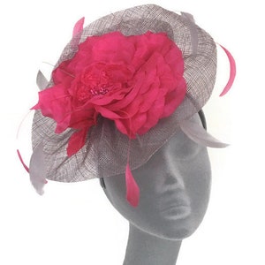 LUCY Silver Grey & Pink Fascinator Hatinator Hat Headpiece Mother of Bride Weddings Kentucky Derby Royal Ascot Ladies Day Races Hat image 4