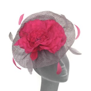 LUCY Silver Grey & Pink Fascinator Hatinator Hat Headpiece Mother of Bride Weddings Kentucky Derby Royal Ascot Ladies Day Races Hat image 6