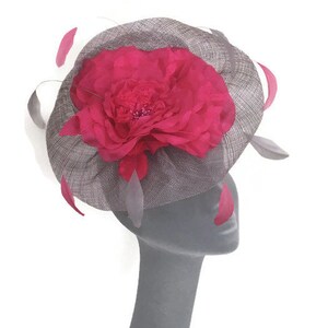 LUCY Silver Grey & Pink Fascinator Hatinator Hat Headpiece Mother of Bride Weddings Kentucky Derby Royal Ascot Ladies Day Races Hat image 7