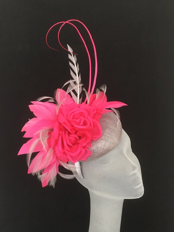 Silver and pink fascinator Clearance