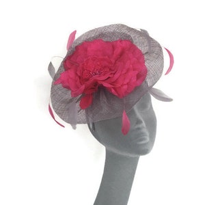 LUCY Silver Grey & Pink Fascinator Hatinator Hat Headpiece Mother of Bride Weddings Kentucky Derby Royal Ascot Ladies Day Races Hat image 5