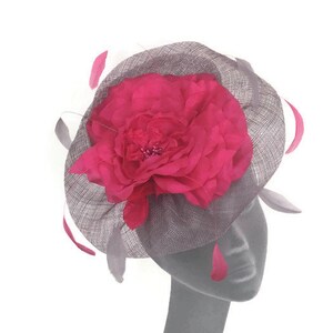 LUCY Silver Grey & Pink Fascinator Hatinator Hat Headpiece Mother of Bride Weddings Kentucky Derby Royal Ascot Ladies Day Races Hat image 8