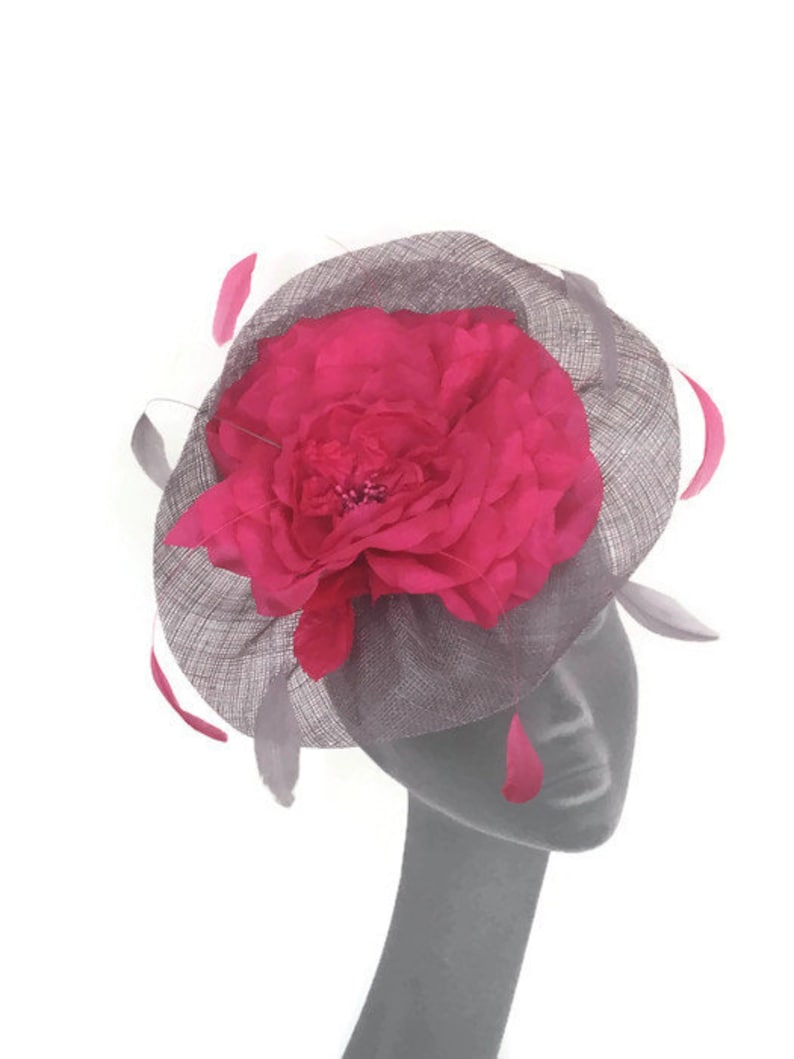 LUCY Silver Grey & Pink Fascinator Hatinator Hat Headpiece Mother of Bride Weddings Kentucky Derby Royal Ascot Ladies Day Races Hat image 8