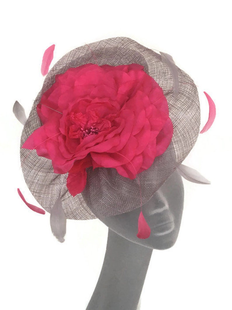 LUCY Silver Grey & Pink Fascinator Hatinator Hat Headpiece Mother of Bride Weddings Kentucky Derby Royal Ascot Ladies Day Races Hat image 9