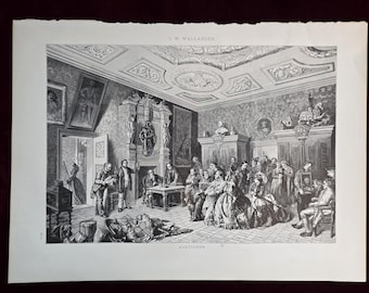 Antica stampa storica svedese — Ex libris con decorazioni interne gotiche scandinave