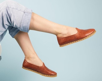 Handmade Leather Moccasins | Wide Toe Box, Zero Drop Ballet Flats (Slip-On)