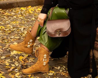 Women’s Handmade Trojan Barefoot Boots – Organic Earthing Leather Booties | Medieval Natural Grounding Shoes