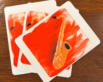 Saxophone Postcards (Set of 3) | Original Instrument Artwork | Music Teacher & Musician Gift