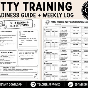 Potty Training Readiness Guide & Weekly Communication Log (Canva Template)