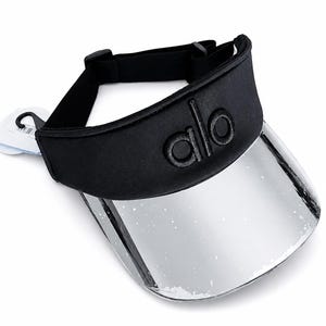 Alo Yoga Airlift Solar Black Mirror Visor – UPF 50+ – Adjustable Women's Sport Sun Visor Cap