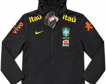 Veste Nike Jordan x Brésil Gore-Tex Veste imperméable noire Gilet parka manteau Football Brésil Jacket black Waterproof Windbreaker Brazil