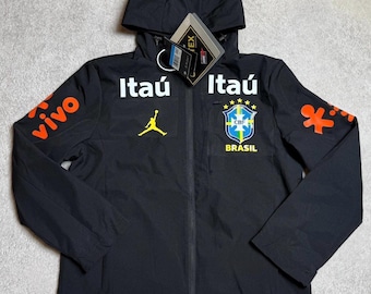 Veste Nike Jordan x Brésil Gore-Tex Veste imperméable noire Gilet parka manteau Football Brésil Jacket black Waterproof Windbreaker Brazil