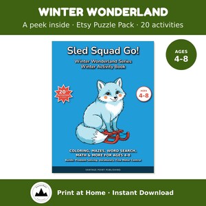Christmas Puzzle Pack for Kids Ages 4-8 | Mazes, Word Search, Crossword, Sled Squad Go! (PDF Download)