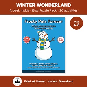 Christmas Puzzle Pack for Kids Ages 4-8 | Mazes, Word Search, Crossword, Frosty Pals Forever (PDF Download)