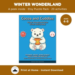 Christmas Puzzle Pack for Kids Ages 4-8 | Mazes, Word Search, Crossword, Cocoa and Cuddles (PDF Download)