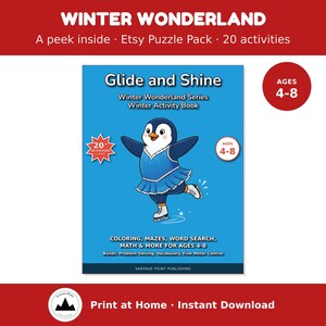Christmas Puzzle Pack for Kids Ages 4-8 | Mazes, Word Search, Crossword, Glide and Shine (PDF Download)