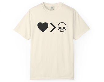 Minimalistisk kristen t-shirt, gospelskjorta, kärleken är starkare än döden t-shirt, höga sången 8:6, present till honom, fars dag, komfortfärger