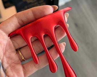 Soporte para libros con diseño de goteo de sangre roja / Goteo de mercurio / Estética de estantería de libros de fantasía / Decoración con estética vampírica / Decoración romántica para libros