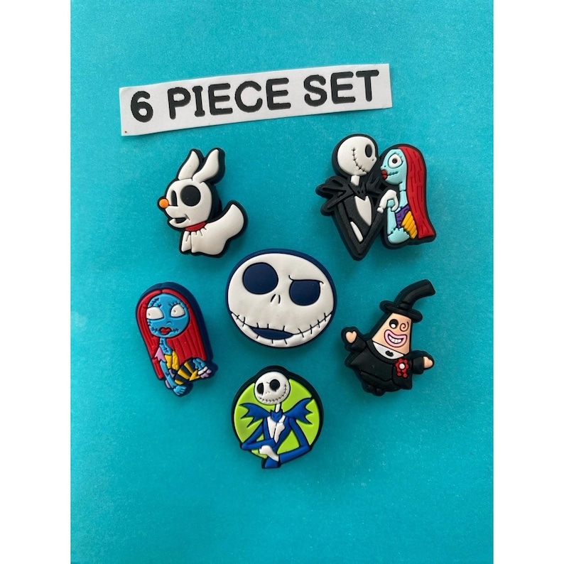 6x Nightmare Before Christmas Shoe Charms for Clogs Shoes. PVC Clog Accessories. Compatible with Crocs image 1
