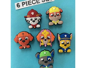 6 x Paw Patrol Pups Shoe Charms for Clogs Shoes. PVC Clog Accessories. Compatible with Crocs