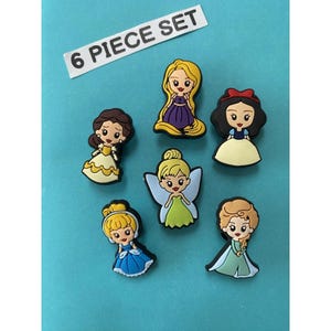 6x Disney Princess Elsa Shoe Charms for Clogs Shoes. PVC Clog Accessories. Compatible with Crocs image 1