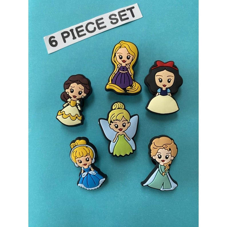 6x Disney Princess Elsa Shoe Charms for Clogs Shoes. PVC Clog Accessories. Compatible with Crocs image 1