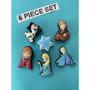 6x Disney Frozen Princess Elsa Shoe Charms for Clogs Shoes. PVC Clog Accessories. Compatible with Crocs image 1