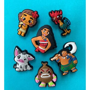 6x Disney Moana Shoe Charms for Clogs Shoes. PVC Clog Accessories. Compatible with Crocs image 2