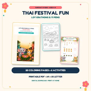 Thailändisches Fest-Aktivitätsbuch, Loy Krathong Yi Peng Malvorlagen (PDF)
