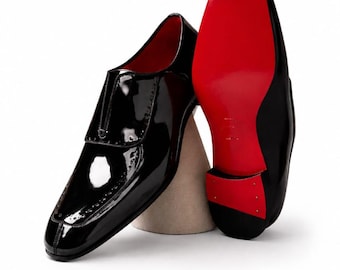 Mocasines de charol negro – Zapatos formales de boda hechos a mano y a medida