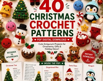 40 Christmas Crochet Patterns Collection | Cute Amigurumi Pattern Bundle, Christmas Ornament, Holiday Crochet Patterns (Instant Download)