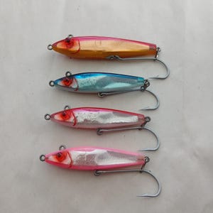 Vintage (4) Fyra L&S Mirrolure Swinging Single Fishing Lure Parti (Part# 679)