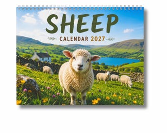 Sheep Wall Calendar 2027, Cute Lamb & Sheep Calendar, Countryside Farm Animal Calendar, Sheep Lover Gift, Rustic Farmhouse Decor