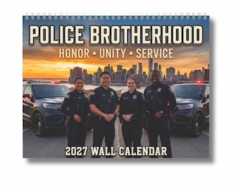 Calendario de pared Hermandad Policial 2027, Regalo para Oficiales de Policía, Calendario de las Fuerzas del Orden, Decoración para Primeros Intervinientes, Regalo para Familias de Policías