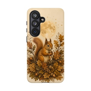 Eekhoorn telefoonhoesje, vintage botanische maan telefoonhoesje, herfst eikel telefoonhoesje, bos bos dierenhoesje voor iPhone Samsung
