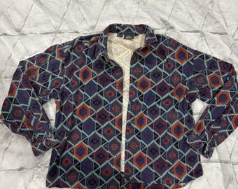 Chemise boutonnée vintage en coton aztèque Woolrich pour hommes, taille L