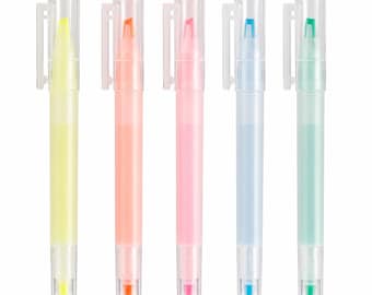 MUJI Twin-Tip Textmarker-Set – 5 Farben Japanische Schreibwaren