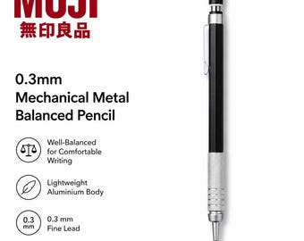 MUJI 0.3mm Mechanical Metal Balanced Pencil – Black Japanese Stationery