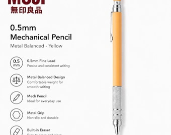 MUJI 0.5mm Mechanical Metal Balanced Pencil – Yellow Japanese Stationery