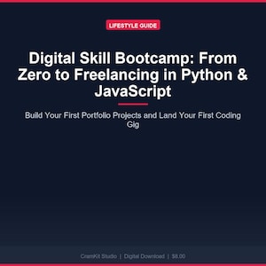 May include: A dark blue graphic with the text "Digital Skill Bootcamp: From Zero to Freelancing in Python & JavaScript." The text "Build Your First Portfolio Projects and Land Your First Coding Gig" is also present. The top banner reads "LIFESTYLE GUIDE."