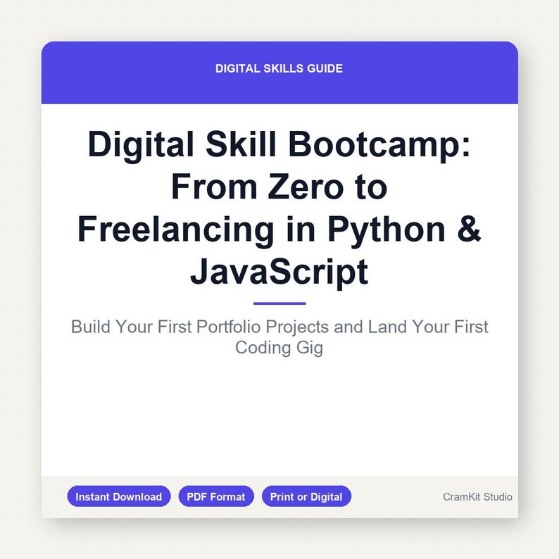 Freelance Coding Guide: Learn Python & JavaScript Online | Digital Bootcamp for Beginners | Portfolio Builder image 1
